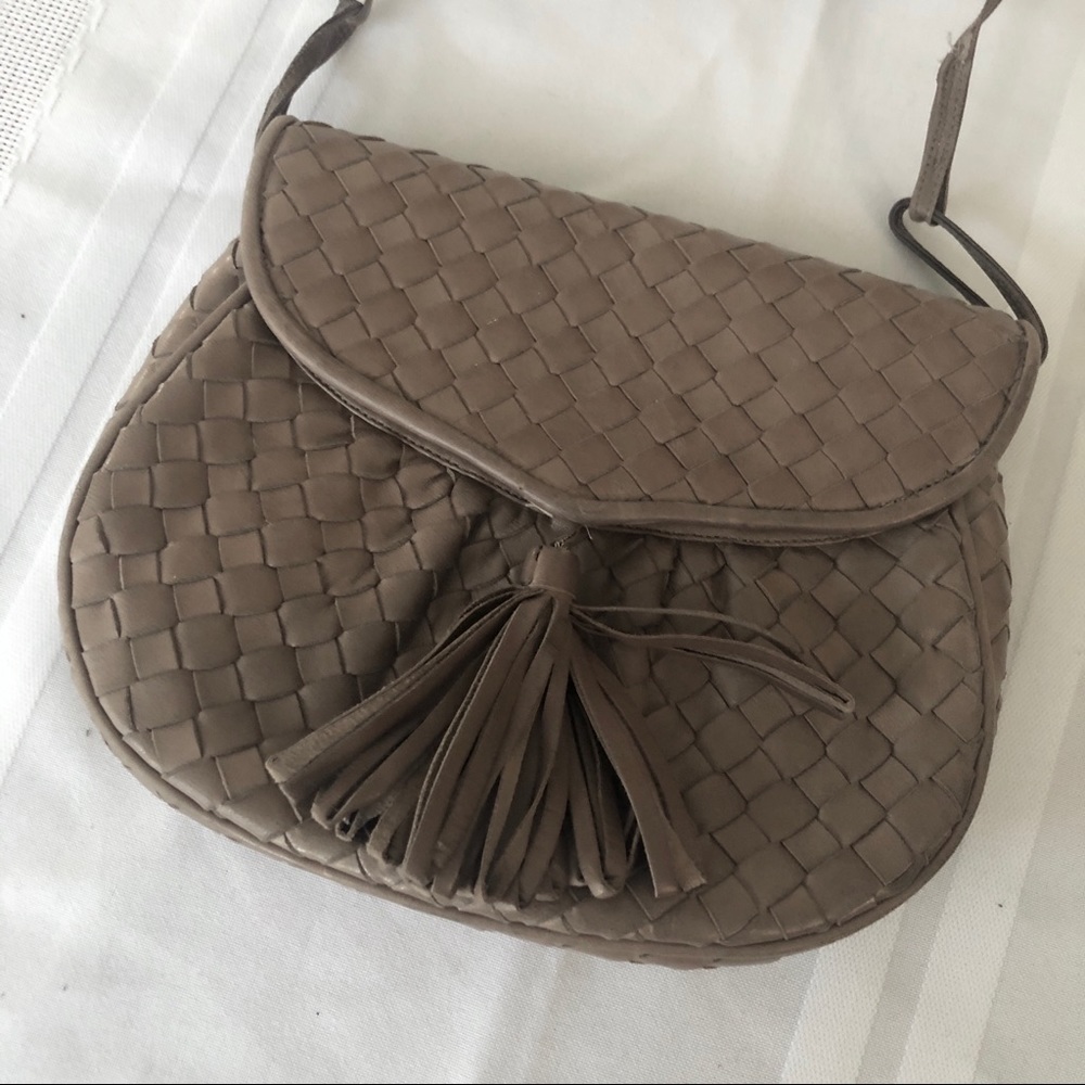 Vintage leather woven crossbody